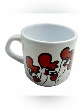 Vintage 1970’s Mid-Century Retro, Rooster Hen Chicken Mug, Made in Spain
